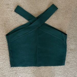 Cross Strap Crop Top in Teal